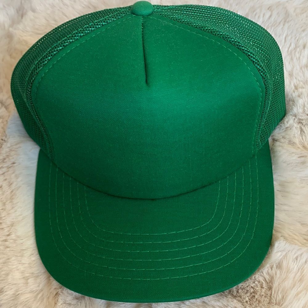 ☘️ NEW Vintage Solid Green Original Real Trucker Hat☘️‎